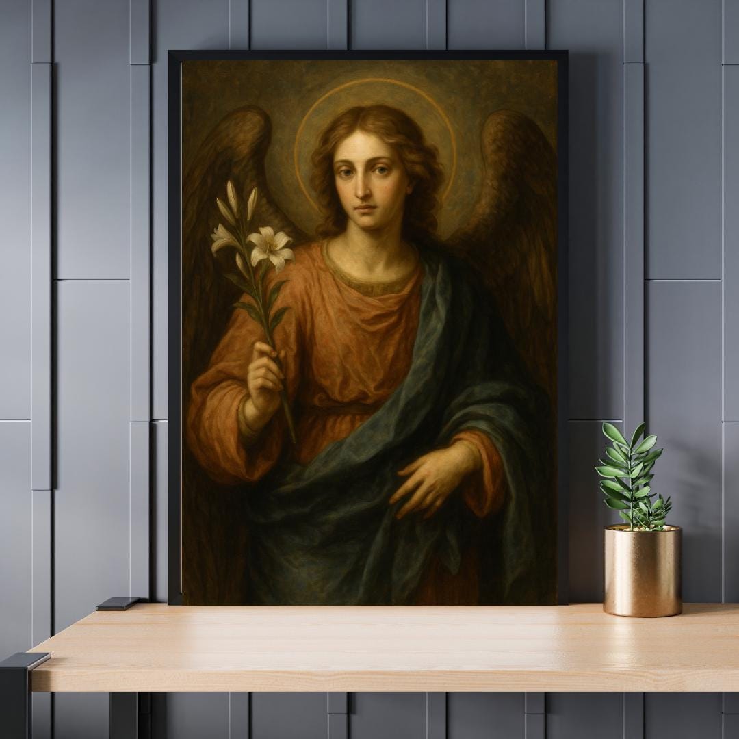 Archangel Gabriel Print: Catholic Annunciation Christian Wall Art ⬇️ Digital Download