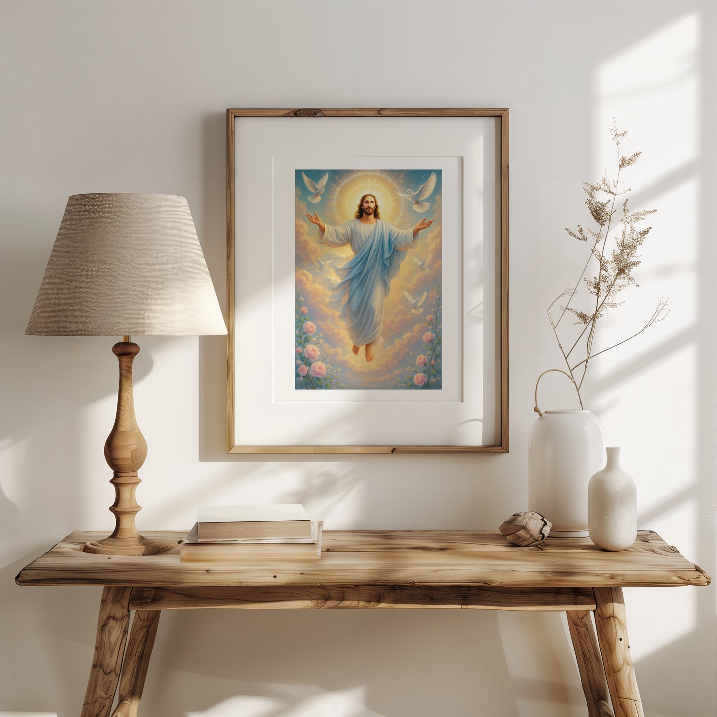 Religious Vertical Poster, Jesus Christ Risen Art, Divine Mercy Christian Decor, Catholic, Easter, Christmas Wall Art, Matte Print