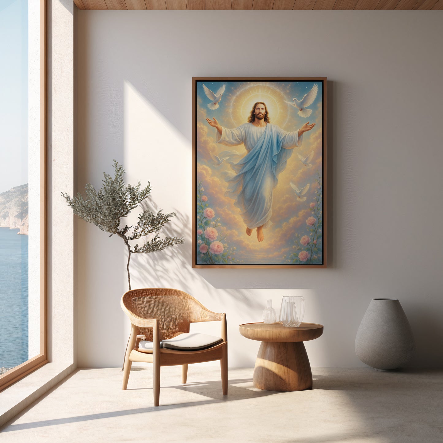 Religious Vertical Poster, Jesus Christ Risen Art, Divine Mercy Christian Decor, Catholic, Easter, Christmas Wall Art, Matte Print