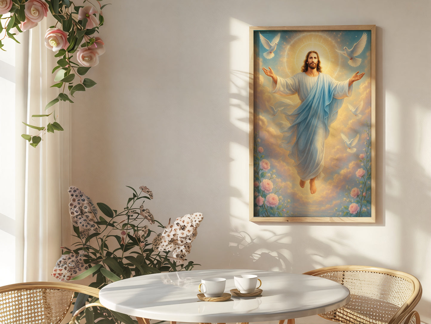 Religious Vertical Poster, Jesus Christ Risen Art, Divine Mercy Christian Decor, Catholic, Easter, Christmas Wall Art, Matte Print