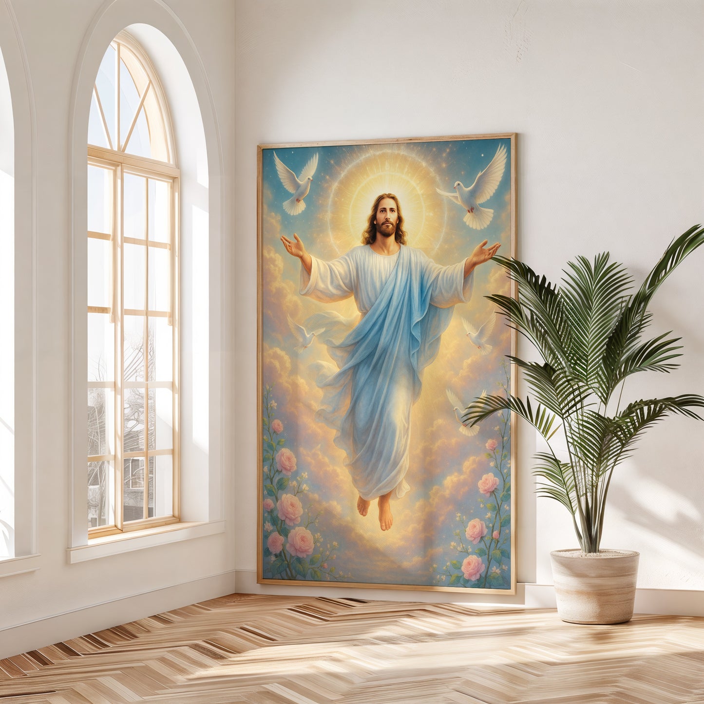 Religious Vertical Poster, Jesus Christ Risen Art, Divine Mercy Christian Decor, Catholic, Easter, Christmas Wall Art, Matte Print