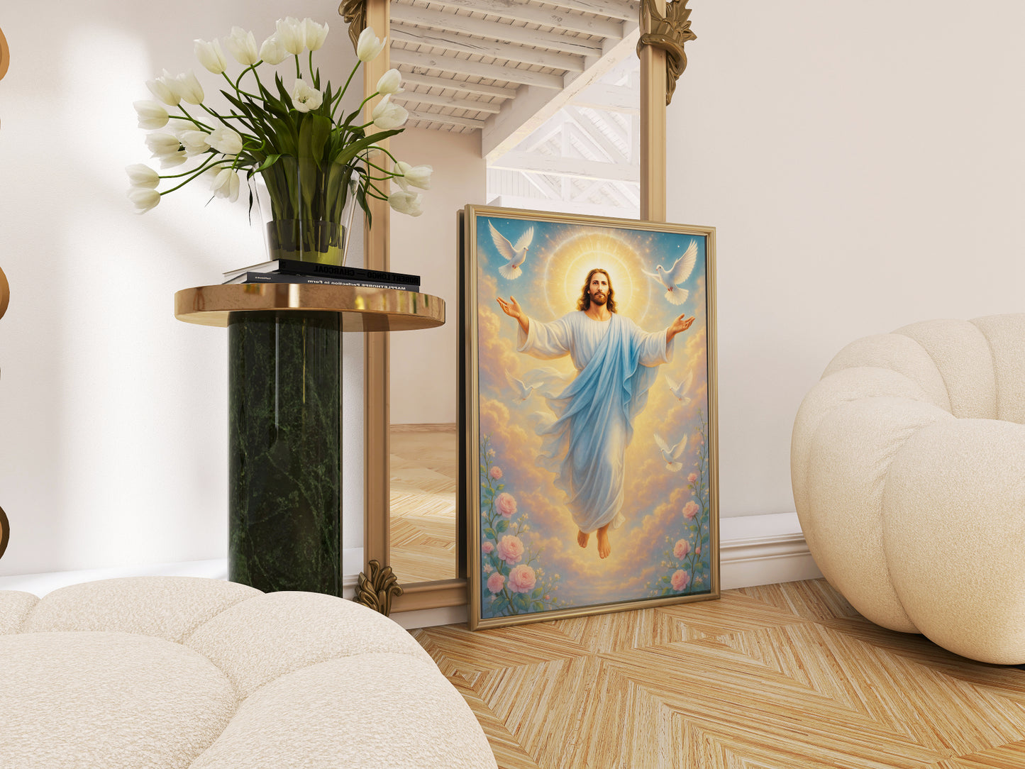 Religious Vertical Poster, Jesus Christ Risen Art, Divine Mercy Christian Decor, Catholic, Easter, Christmas Wall Art, Matte Print