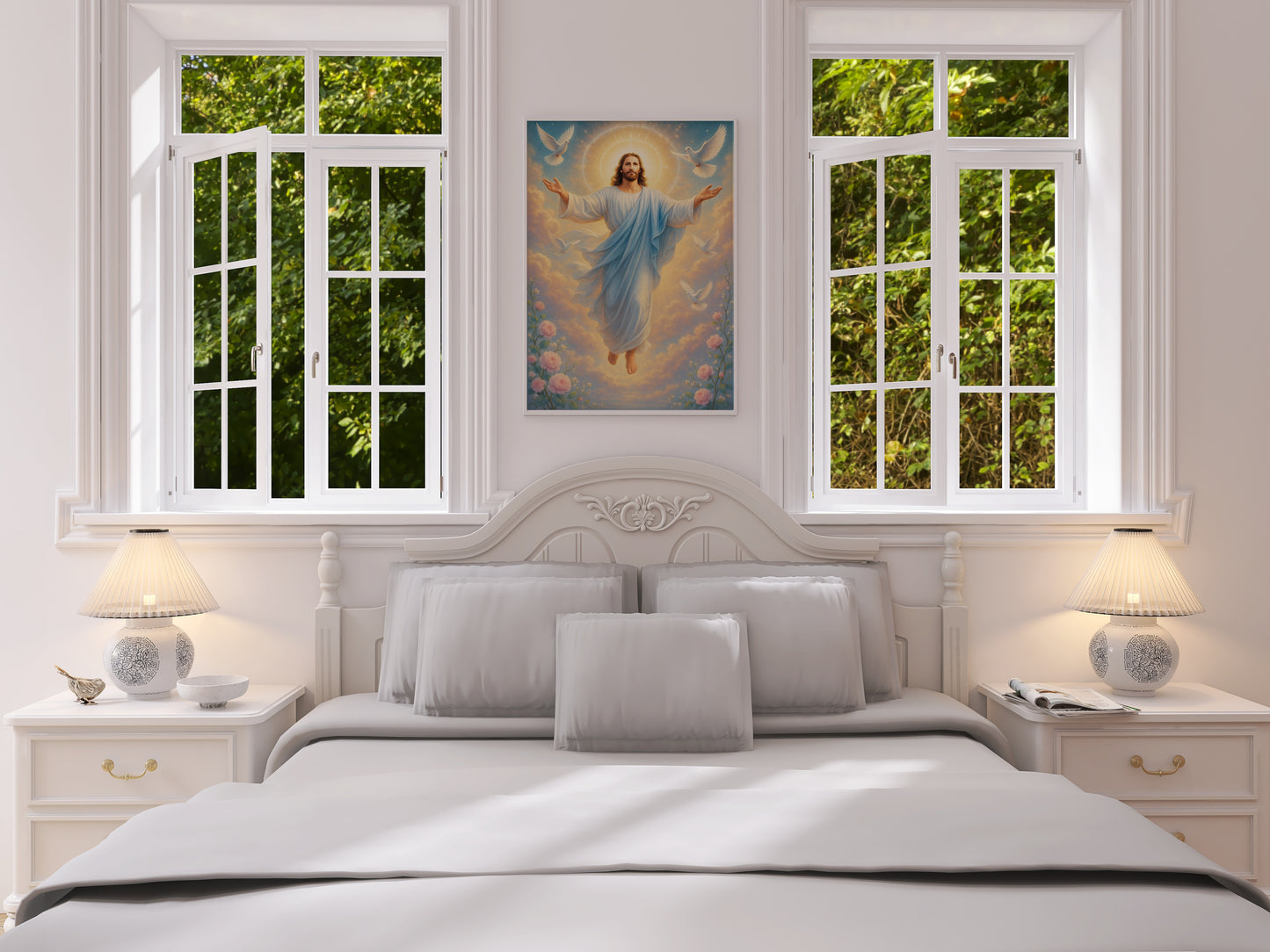 Religious Vertical Poster, Jesus Christ Risen Art, Divine Mercy Christian Decor, Catholic, Easter, Christmas Wall Art, Matte Print