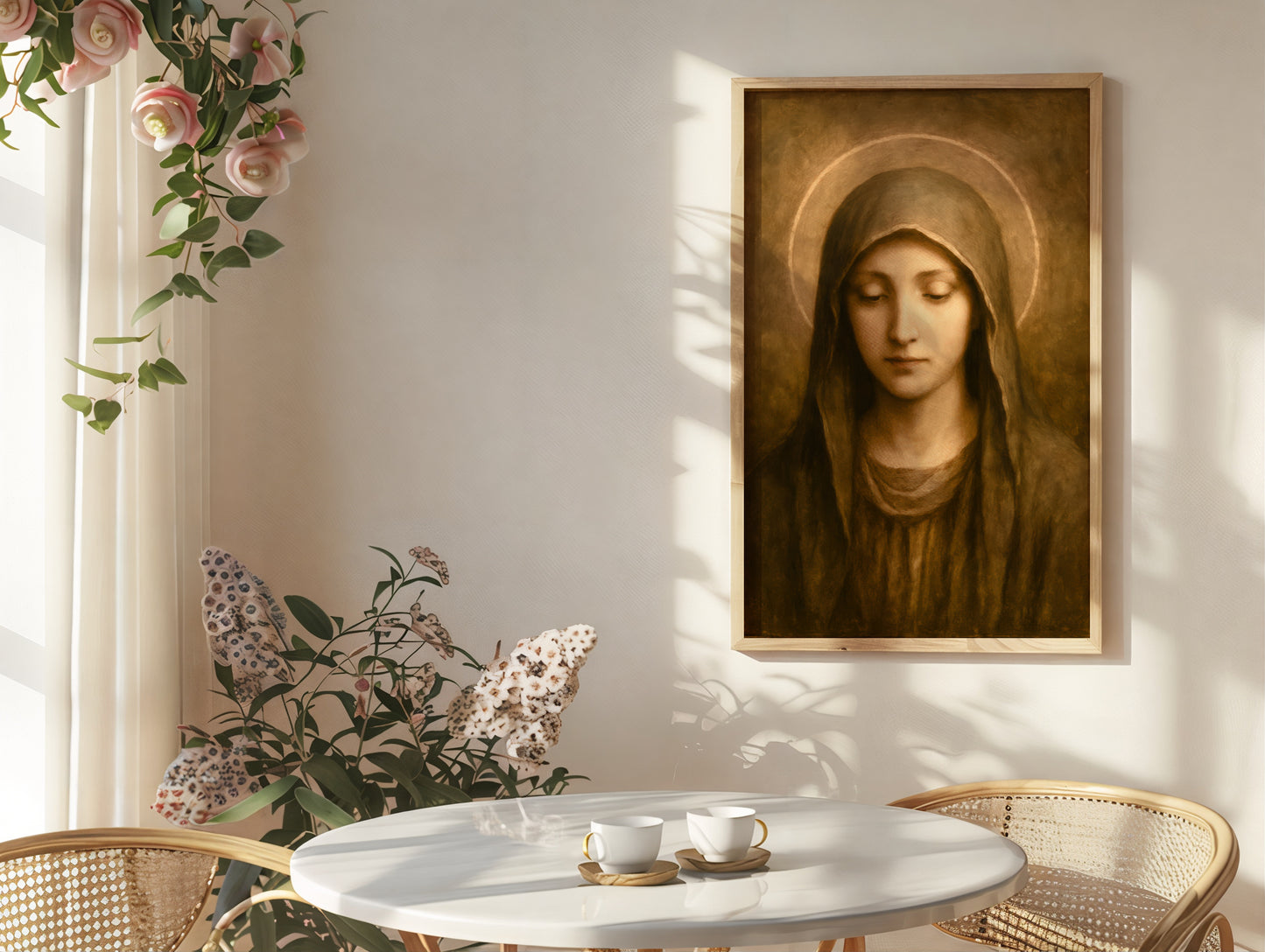 Religious Poster, Virgin Mary Classic Image, Catholic Christian Decor, Satin Posters (300gsm)