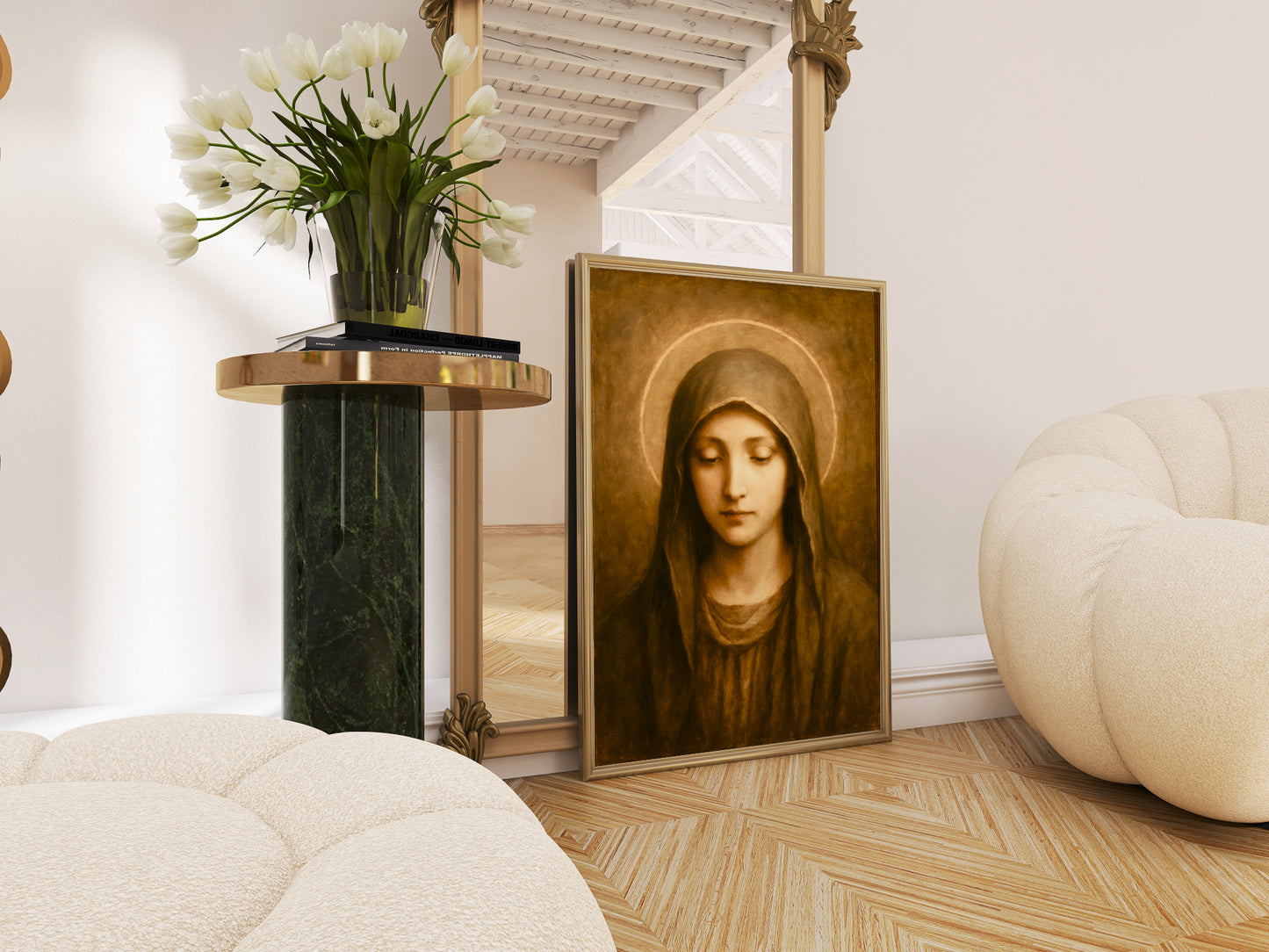 Religious Poster, Virgin Mary Classic Image, Catholic Christian Decor, Satin Posters (300gsm)