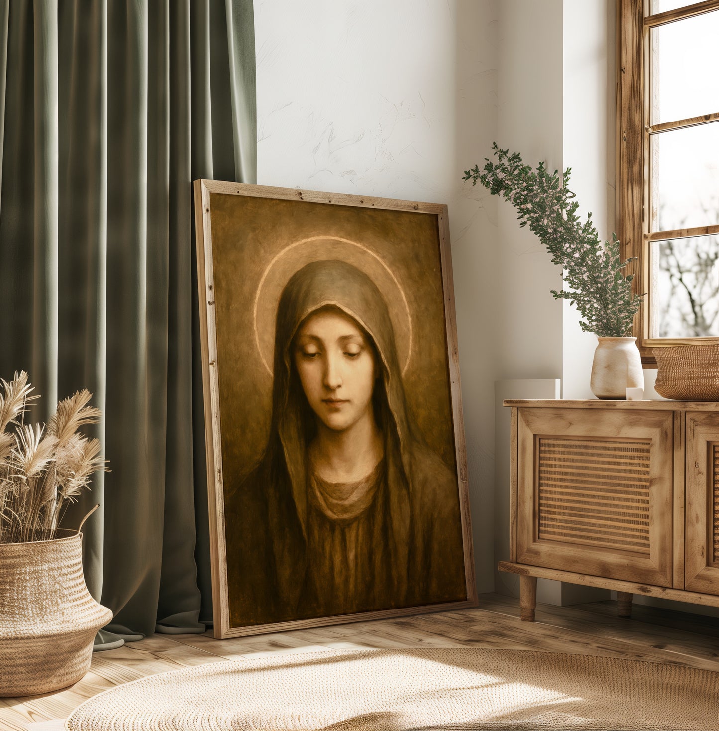 Religious Poster, Virgin Mary Classic Image, Catholic Christian Decor, Satin Posters (300gsm)