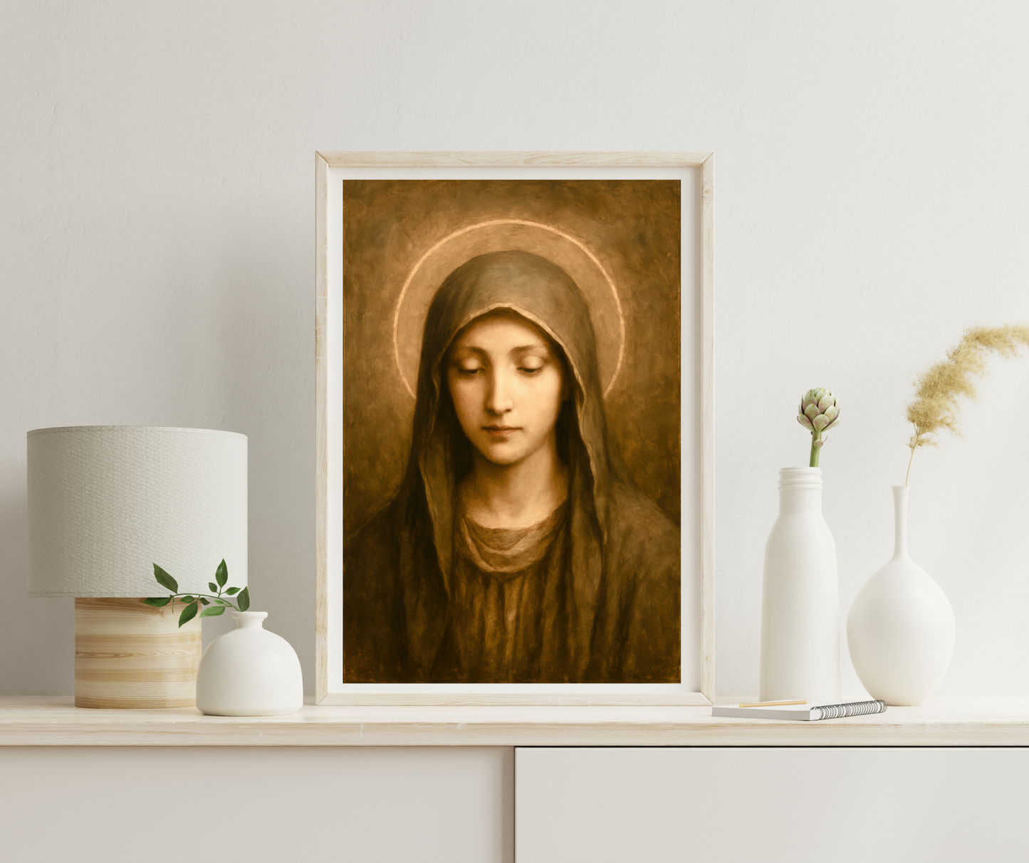 Religious Poster, Virgin Mary Classic Image, Catholic Christian Decor, Satin Posters (300gsm)