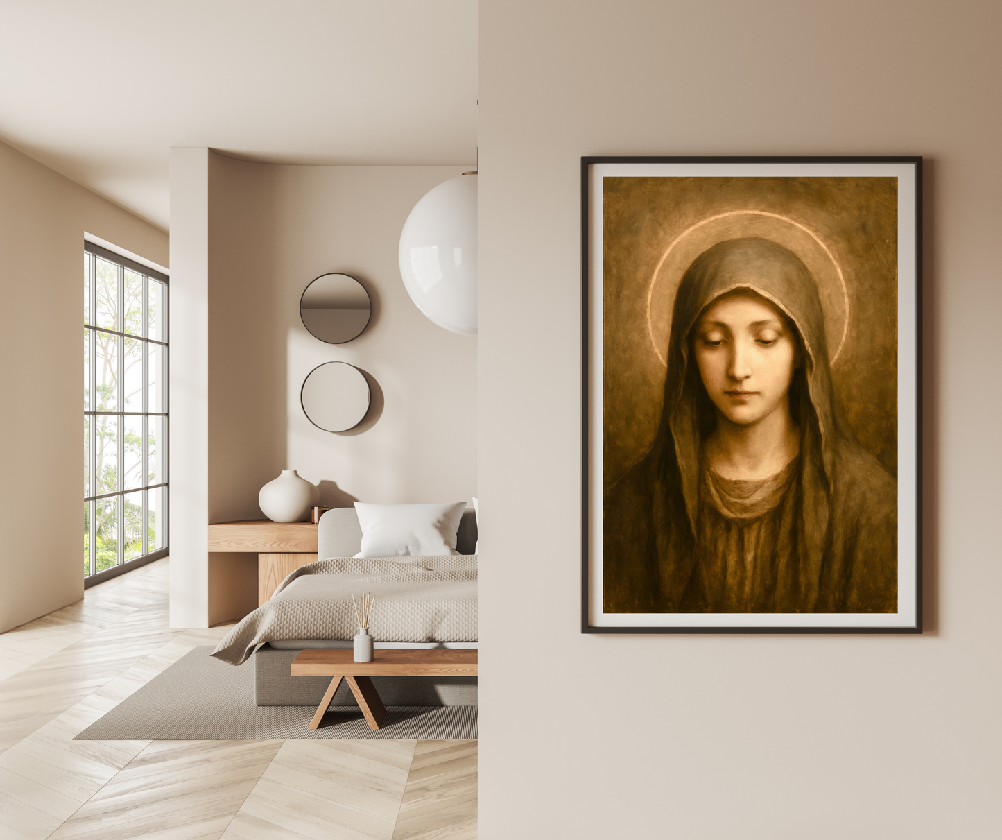 Religious Poster, Virgin Mary Classic Image, Catholic Christian Decor, Satin Posters (300gsm)