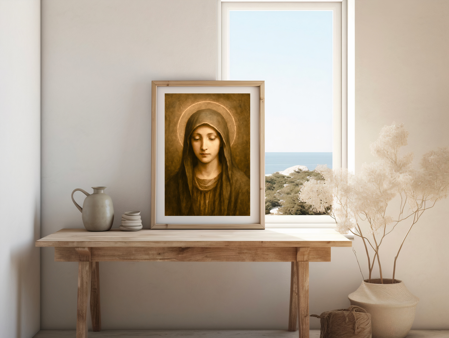 Religious Poster, Virgin Mary Classic Image, Catholic Christian Decor, Satin Posters (300gsm)