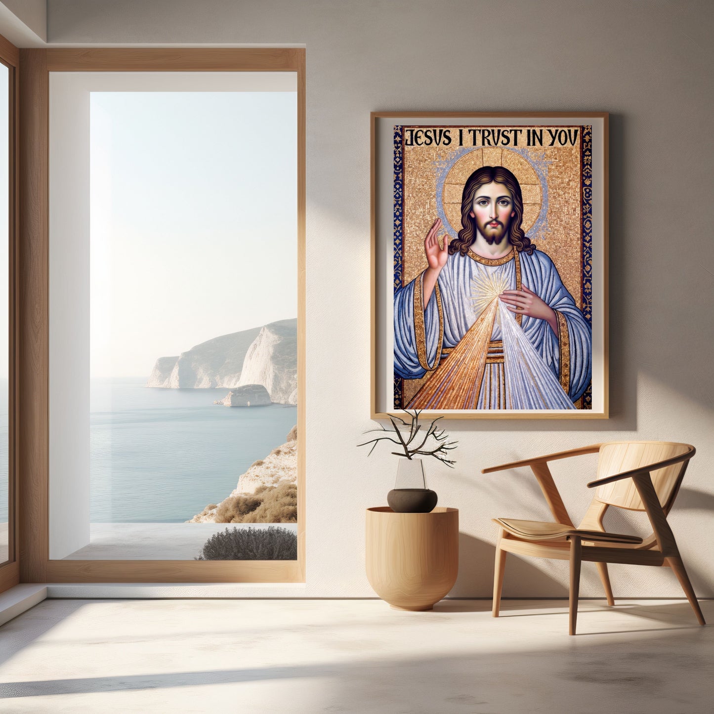 Divine Mercy Mosaic Satin Poster — "Jesus I Trust In You" Gentle Faith Print (300gsm)