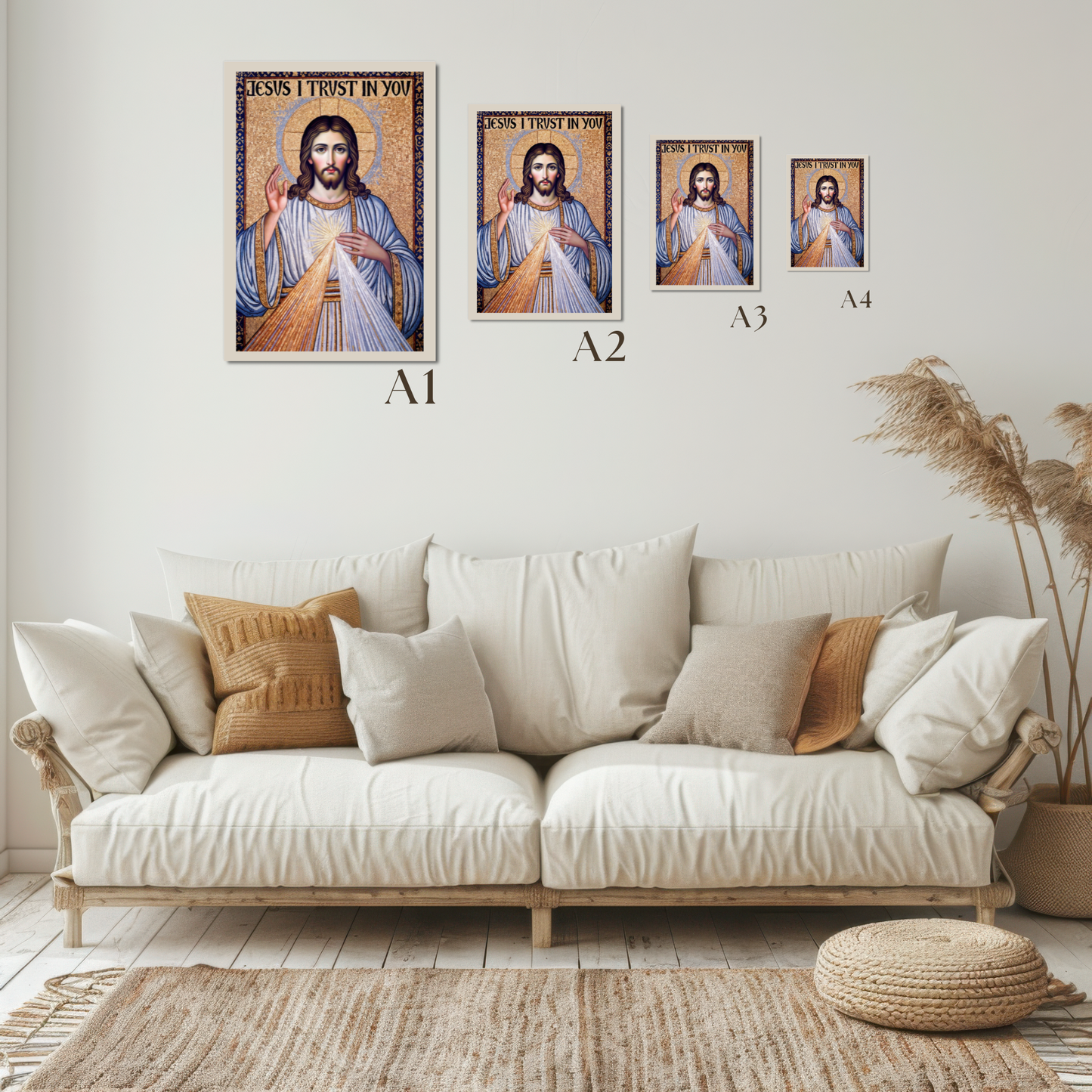 Divine Mercy Mosaic Satin Poster — "Jesus I Trust In You" Gentle Faith Print (300gsm)