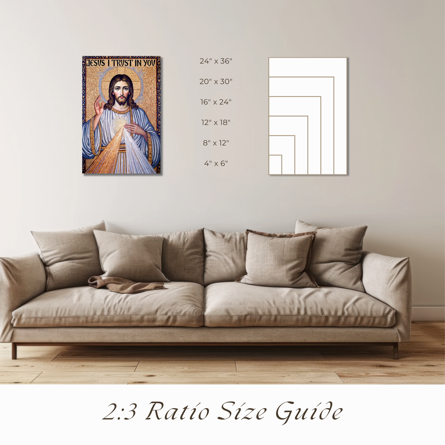 Divine Mercy Mosaic Satin Poster — "Jesus I Trust In You" Gentle Faith Print (300gsm)