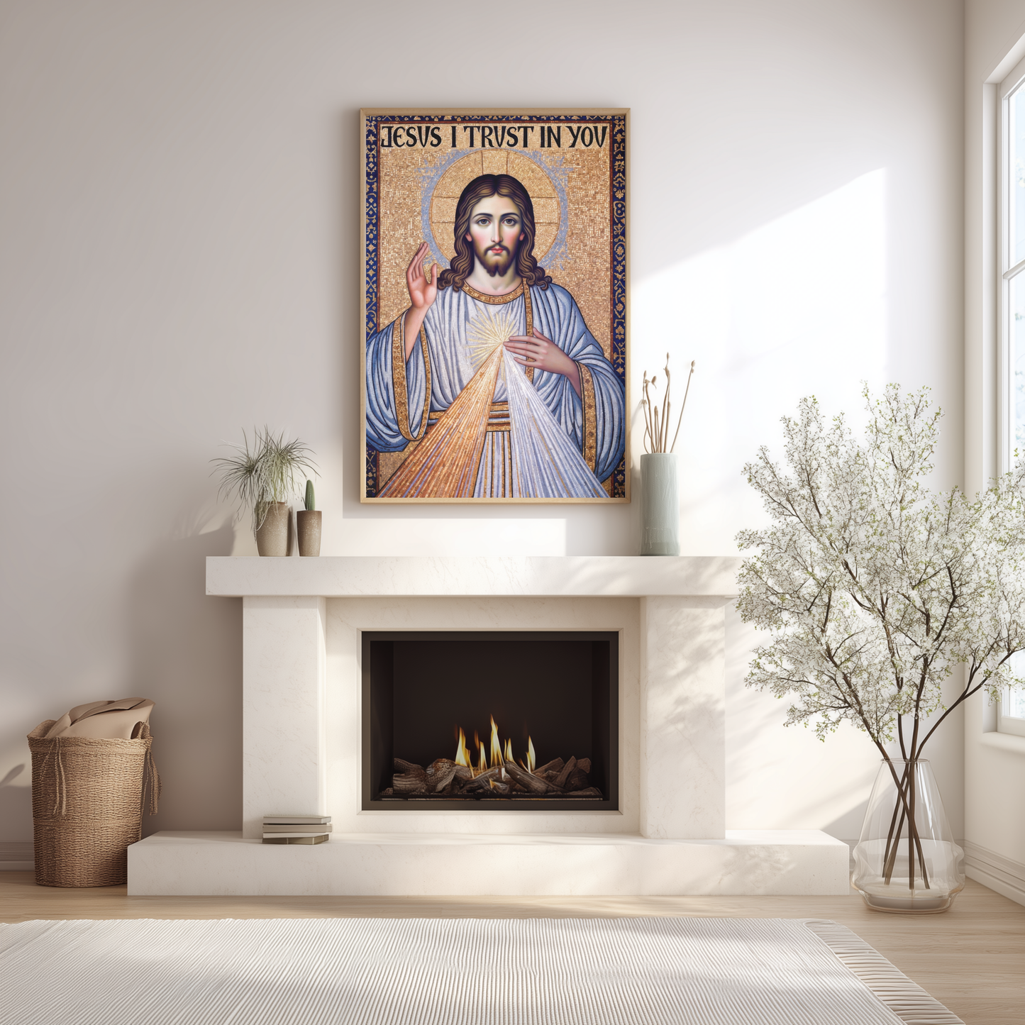 Divine Mercy Mosaic Satin Poster — "Jesus I Trust In You" Gentle Faith Print (300gsm)