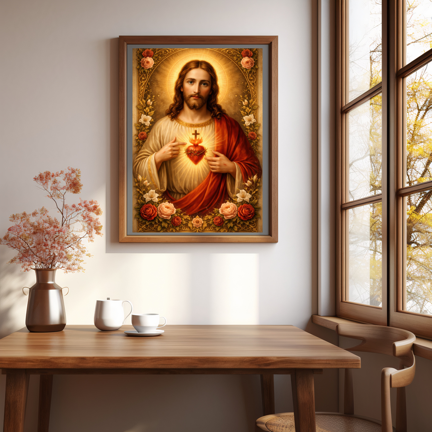 Divine Heart of Jesus Satin Poster — Religious Wall Art