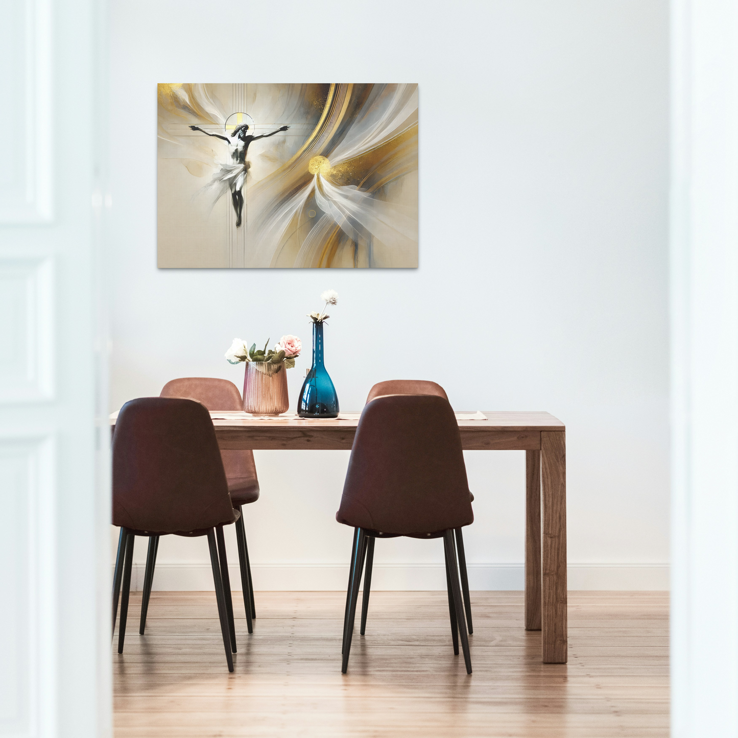Our Savior Crucified Satin Poster — Modern Christian Inspirational Wall Art