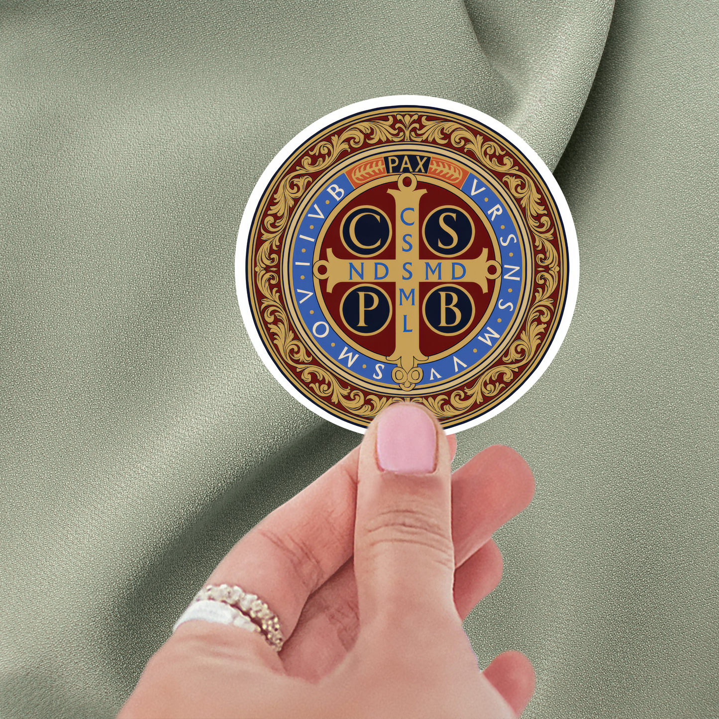 Religious St Benedict Medal of Protection Kiss-Cut Sticker, Catholic Faith Prayer Decal, Laptop Water Bottle Vinyl Sticker, Religious Gift,