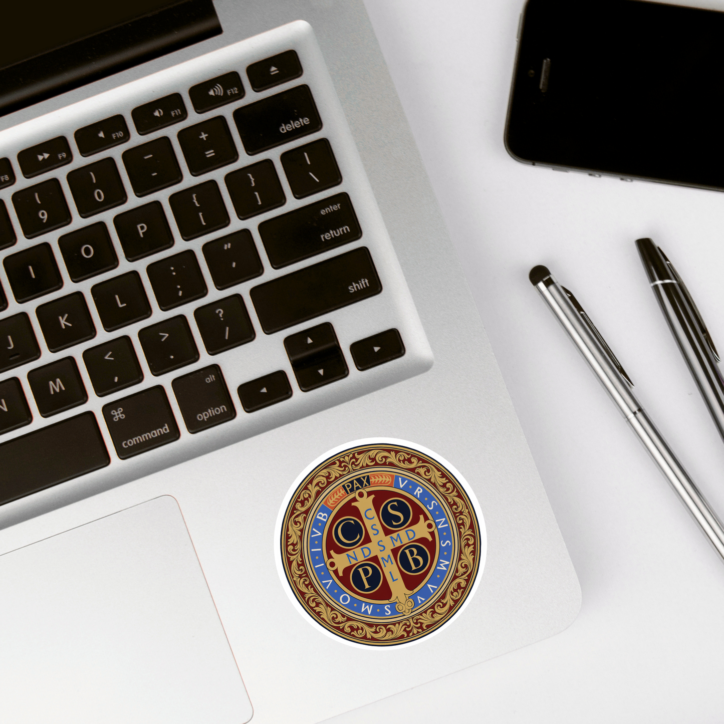 Religious St Benedict Medal of Protection Kiss-Cut Sticker, Catholic Faith Prayer Decal, Laptop Water Bottle Vinyl Sticker, Religious Gift,