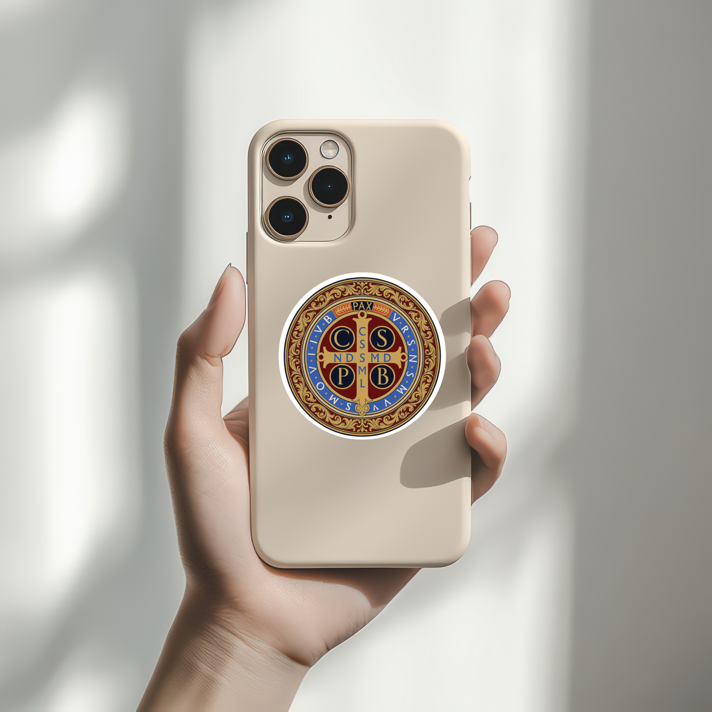Religious St Benedict Medal of Protection Kiss-Cut Sticker, Catholic Faith Prayer Decal, Laptop Water Bottle Vinyl Sticker, Religious Gift,