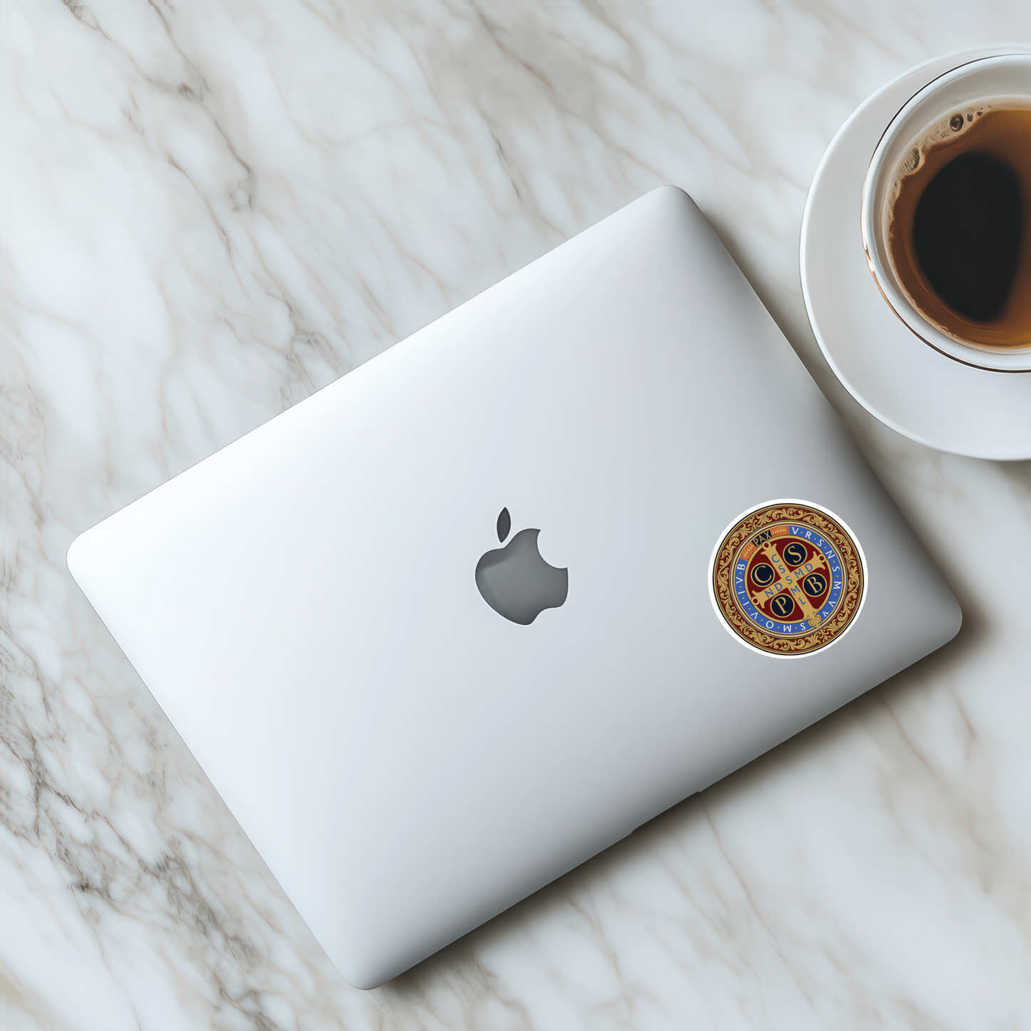 Religious St Benedict Medal of Protection Kiss-Cut Sticker, Catholic Faith Prayer Decal, Laptop Water Bottle Vinyl Sticker, Religious Gift,
