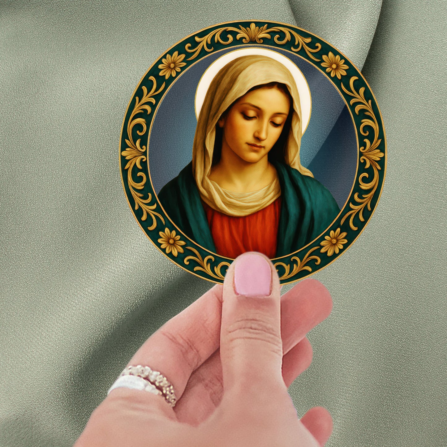Religious Stickers, Virgin Mary Classical Renaissance Style, Christian Confirmation Baptism Gift, Blessed Sticker, Home Decor, Laptop Decal,