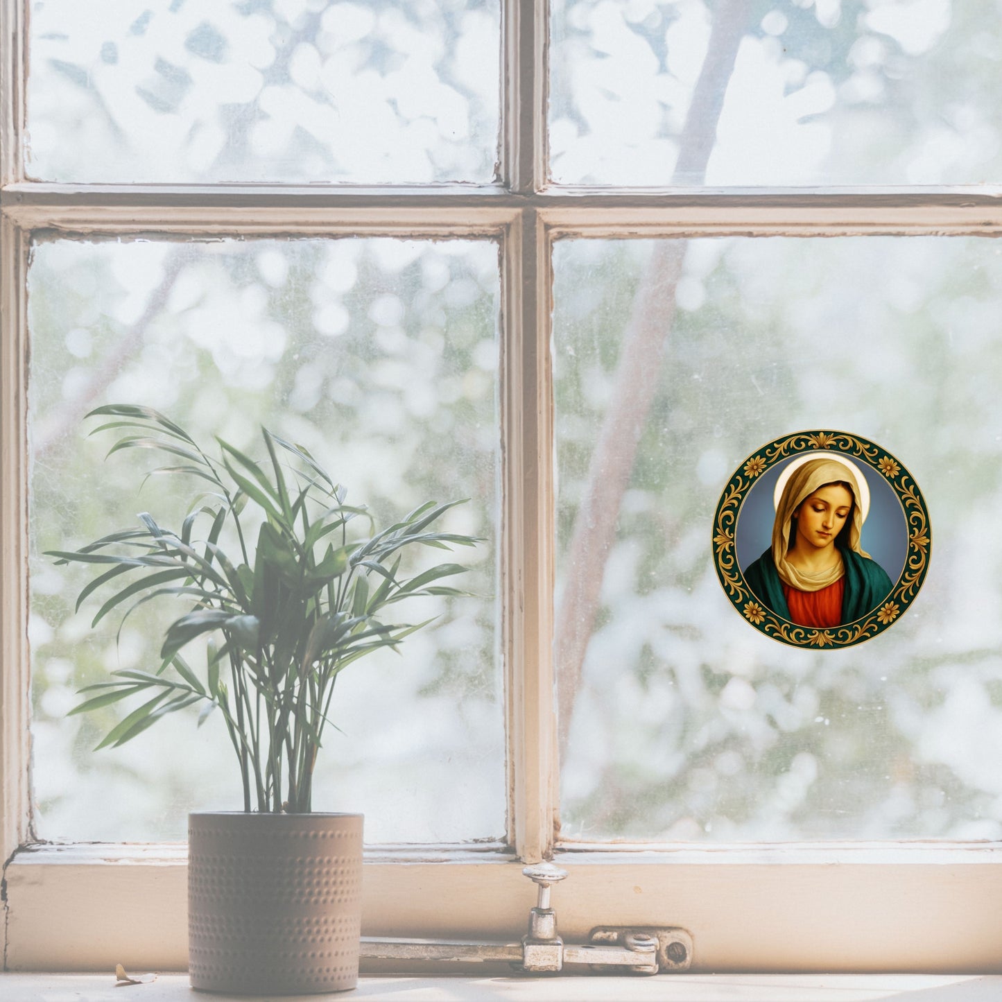 Religious Stickers, Virgin Mary Classical Renaissance Style, Christian Confirmation Baptism Gift, Blessed Sticker, Home Decor, Laptop Decal,