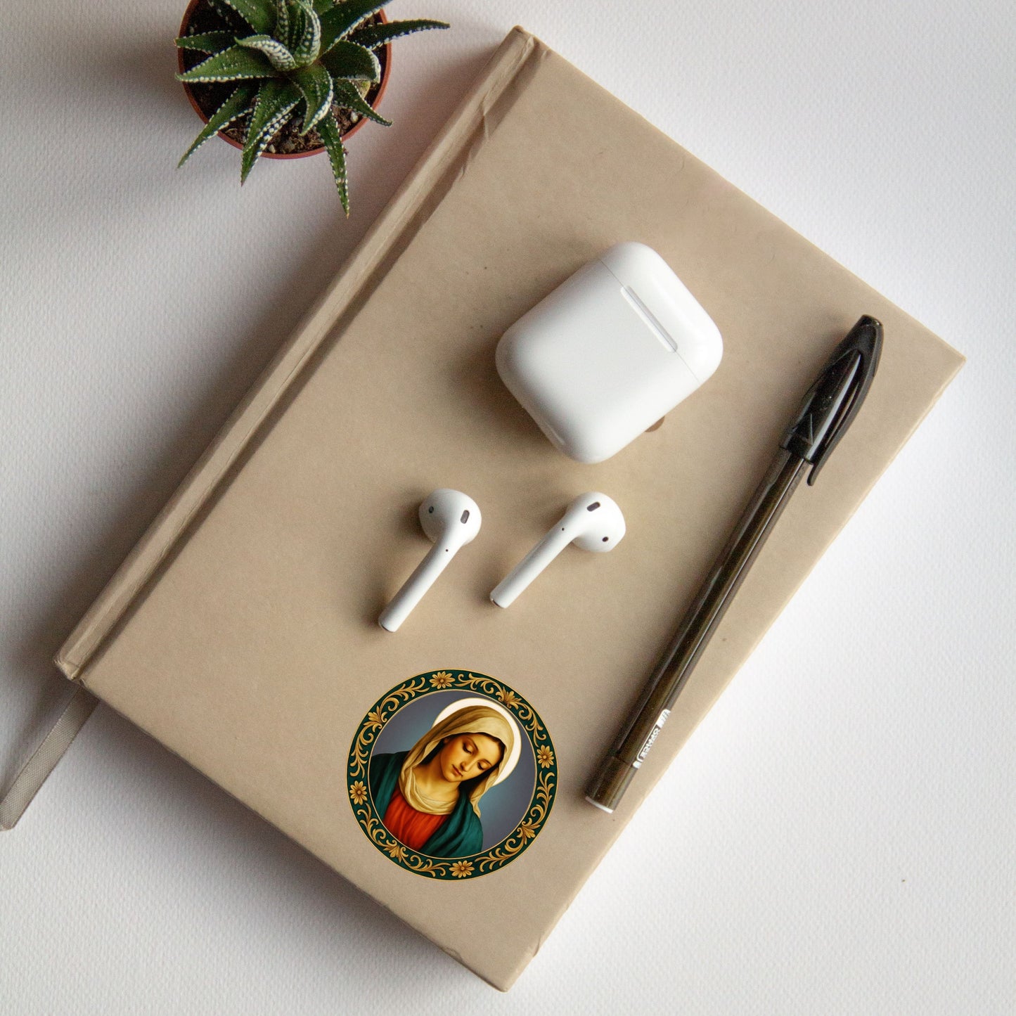 Religious Stickers, Virgin Mary Classical Renaissance Style, Christian Confirmation Baptism Gift, Blessed Sticker, Home Decor, Laptop Decal,