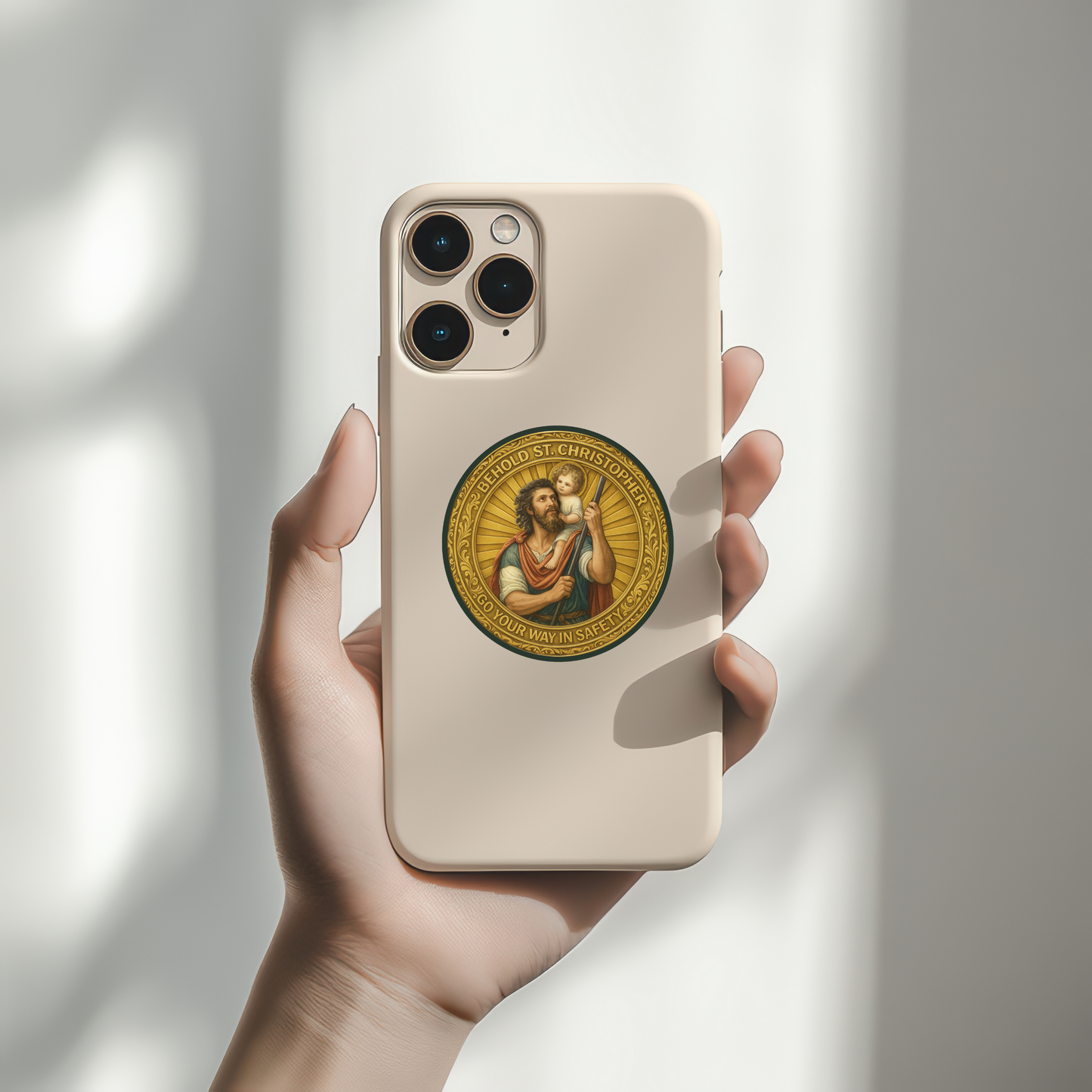 Kiss-Cut Stickers - St Christopher Protection Medal for Travelers Sticker, Travel Sticker, Religious Sticker, Car Decal, Laptop Decal