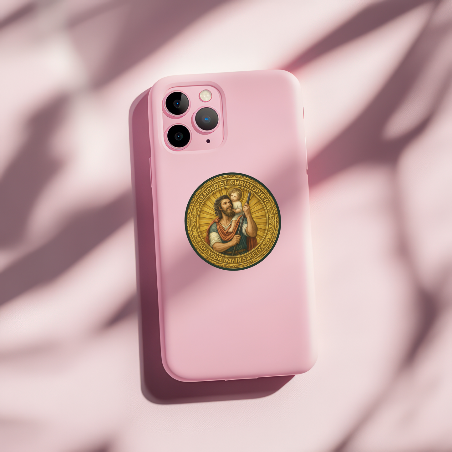 Kiss-Cut Stickers - St Christopher Protection Medal for Travelers Sticker, Travel Sticker, Religious Sticker, Car Decal, Laptop Decal