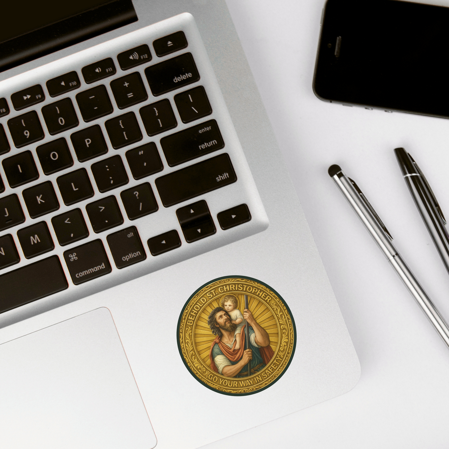 Kiss-Cut Stickers - St Christopher Protection Medal for Travelers Sticker, Travel Sticker, Religious Sticker, Car Decal, Laptop Decal