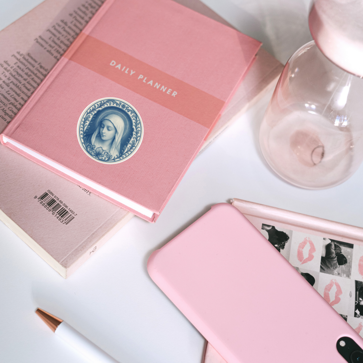 Chinoiserie Virgin Mary Sticker, Religious Laptop Decal, Blessed Mother Journal Decoration, Catholic Faith Planner Sticker, Devotional Water