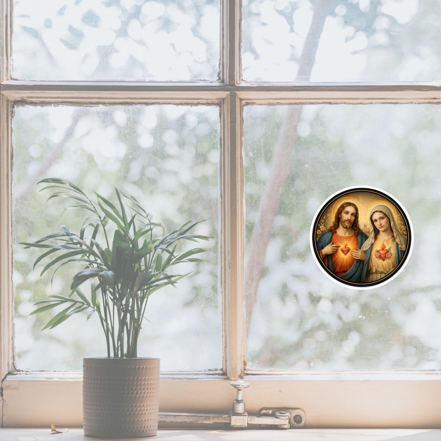 Sacred Heart of Jesus and Mary Sticker | Religious Devotional Kiss-Cut