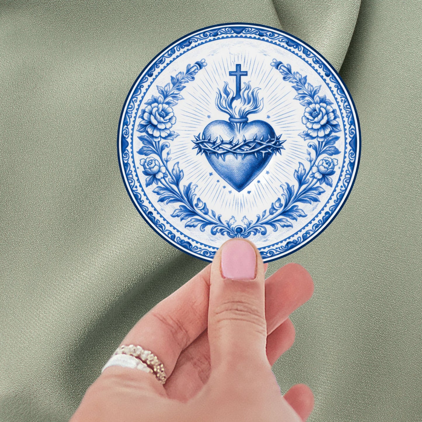 Sacred Heart of Jesus Kiss-Cut Stickers | Chinoiserie Religious Devotional