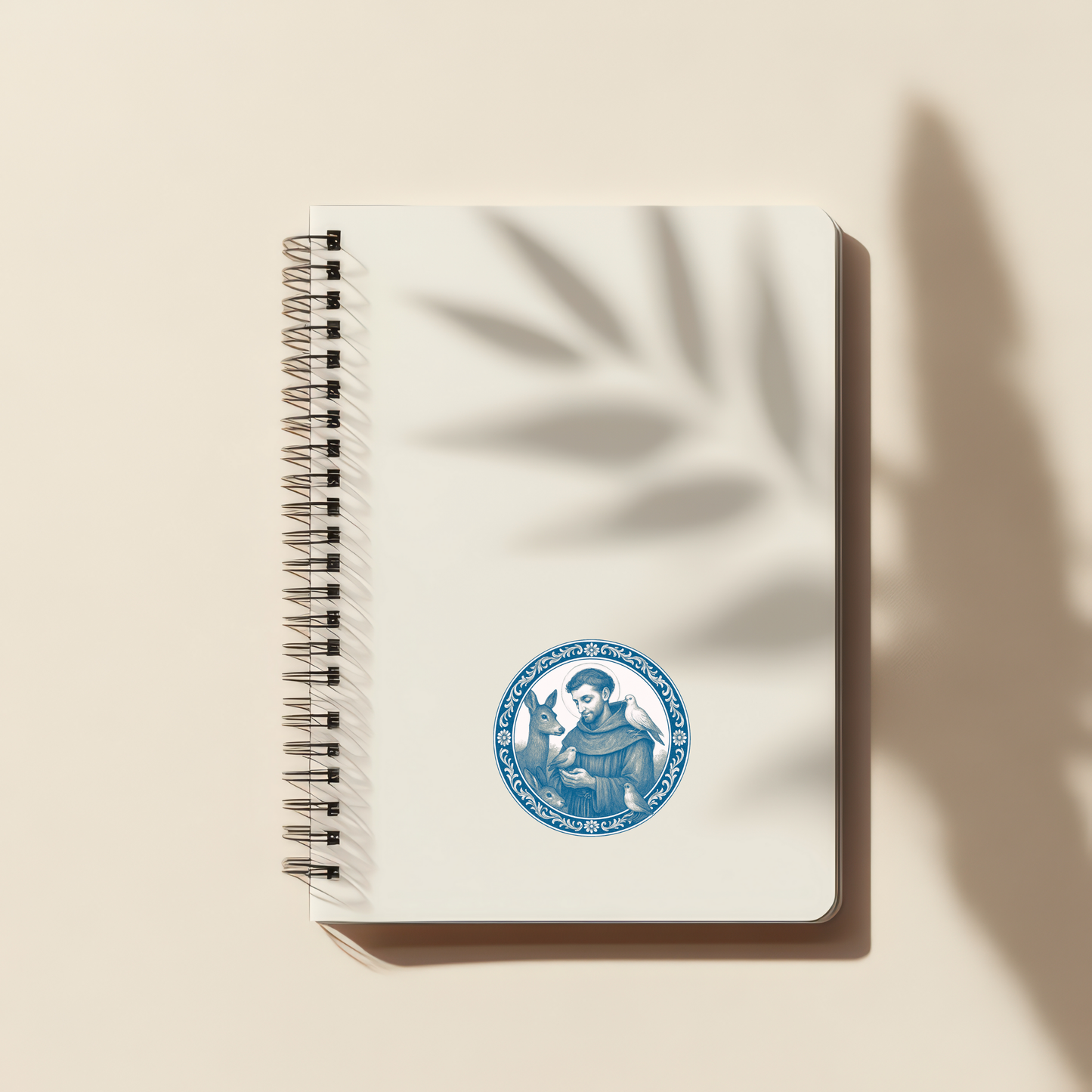 St. Francis of Assisi Chinoiserie Blue and White Sticker for Animal Lovers, Christian Gifts