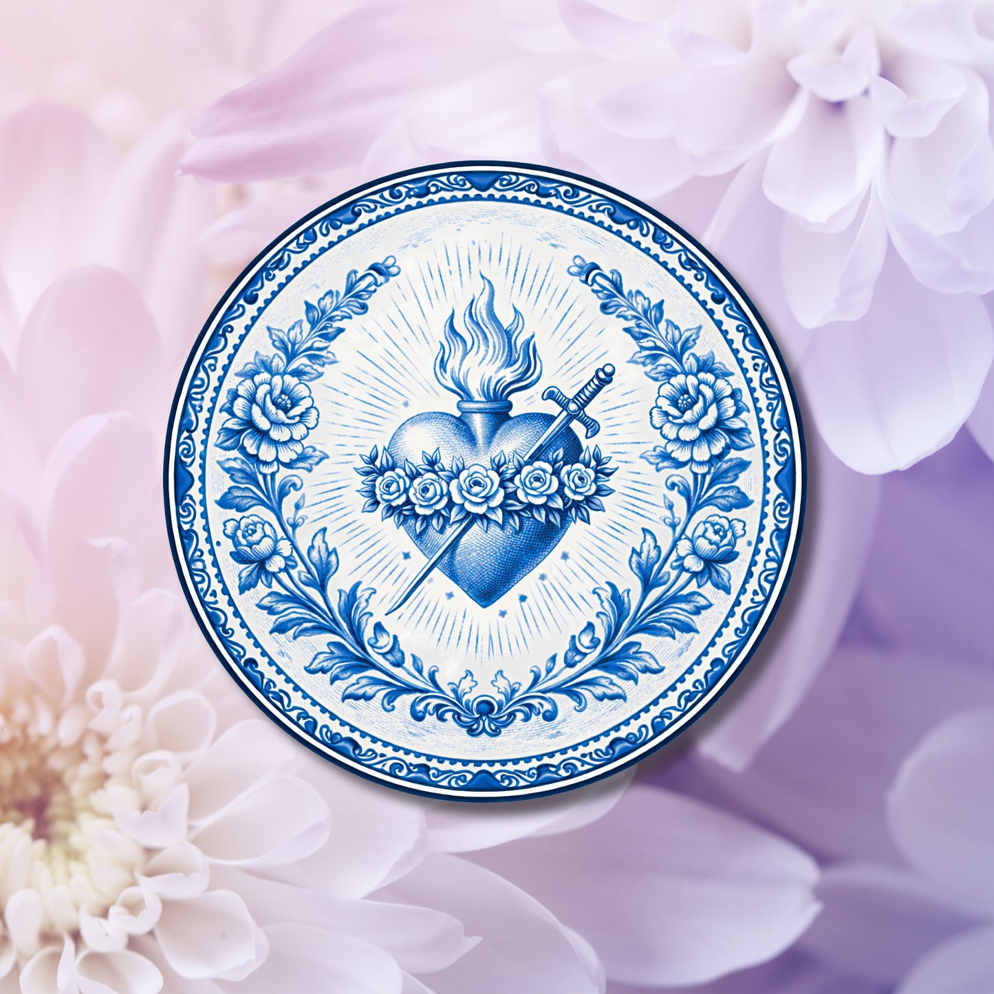 Divine Heart of Mary Chinoiserie Style Kiss-Cut Stickers