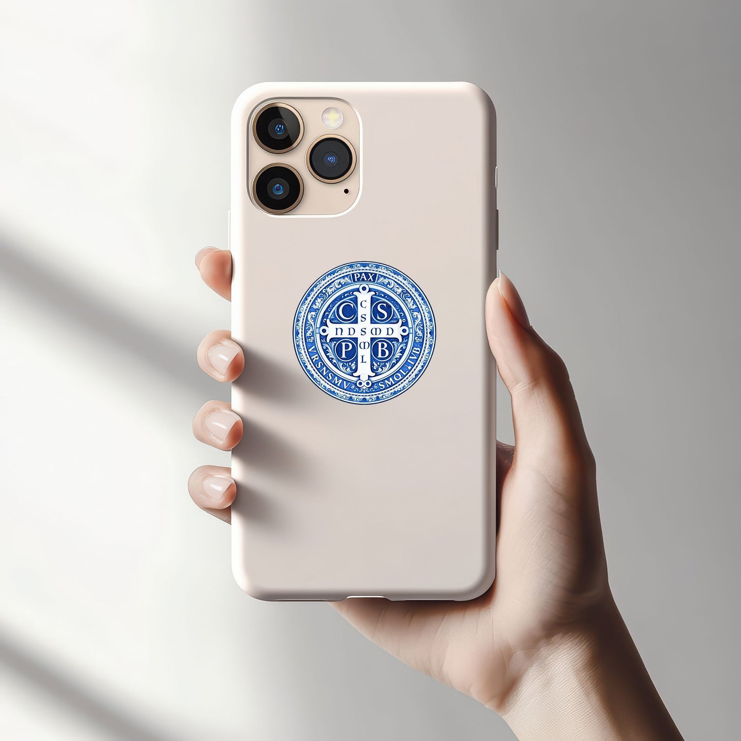 St. Benedict Medal Protection Chinoiserie Sticker — Kiss-Cut Religious Decal