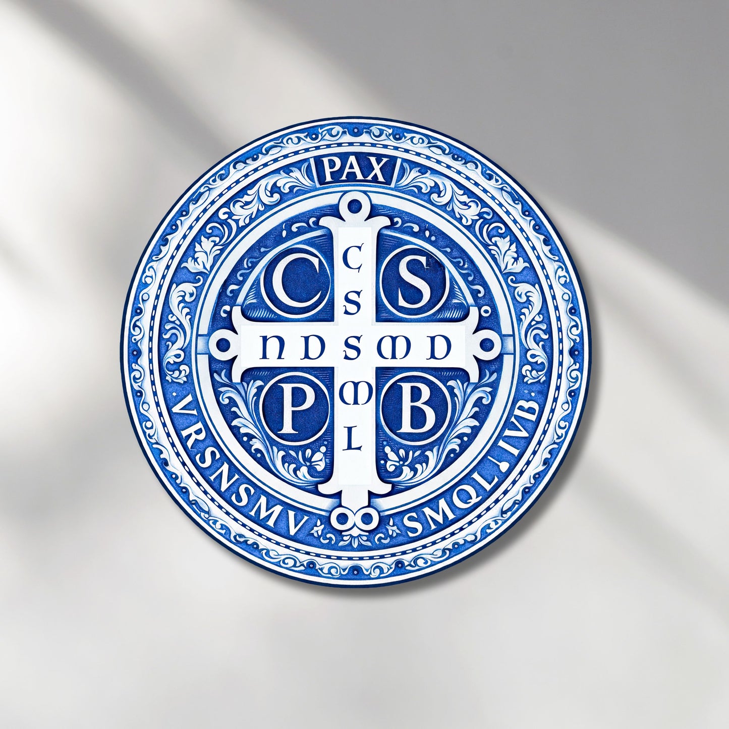 St. Benedict Medal Protection Chinoiserie Sticker — Kiss-Cut Religious Decal