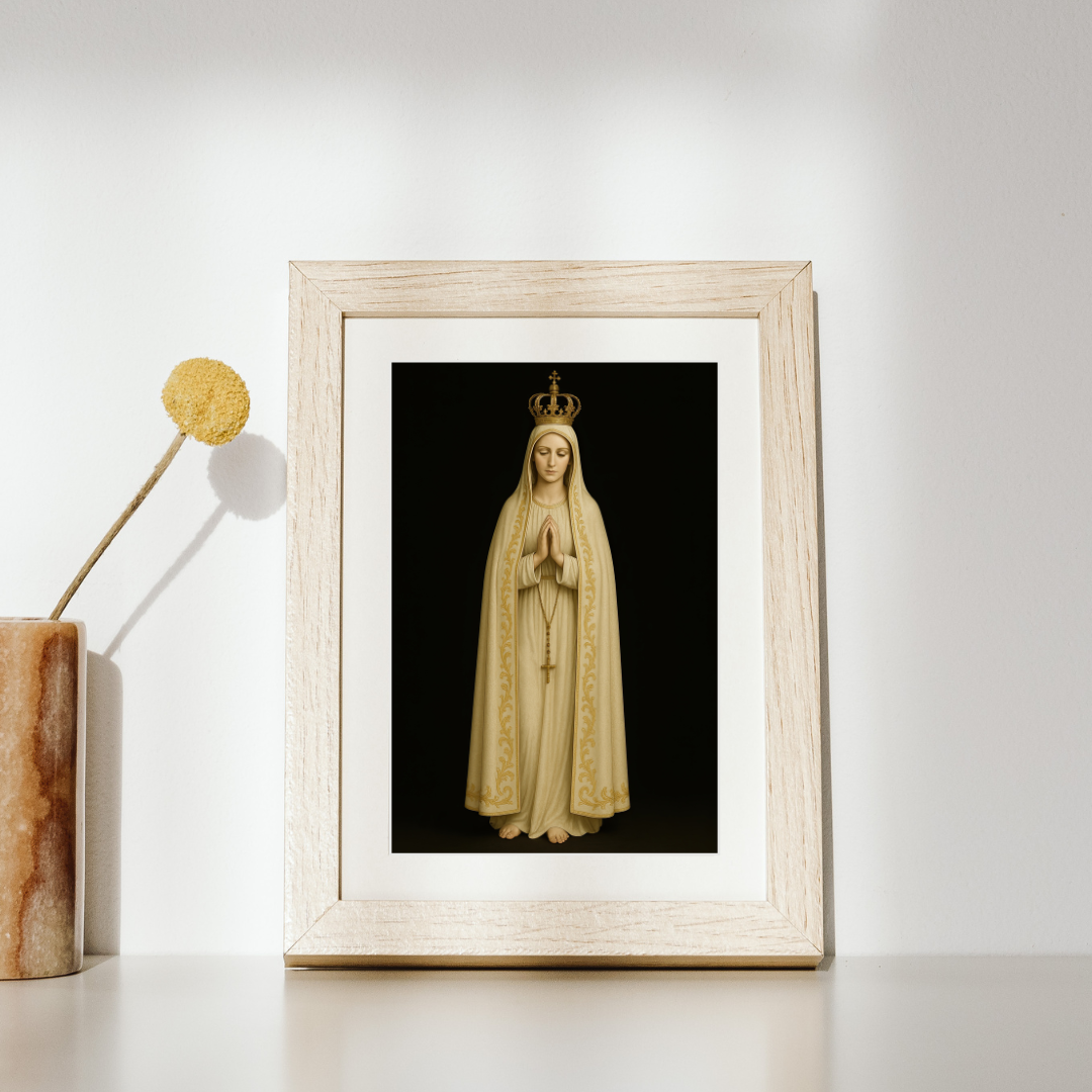 Our Lady of Fatima, Matte Vertical Poster of Virgin Mary, Spiritual Home Decor, Catholic Gift, Wall Art for Meditation, Prayer Room