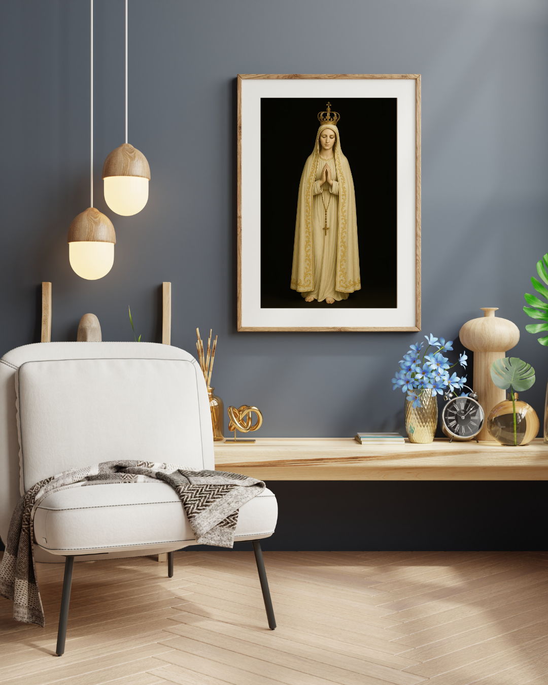 Our Lady of Fatima, Matte Vertical Poster of Virgin Mary, Spiritual Home Decor, Catholic Gift, Wall Art for Meditation, Prayer Room