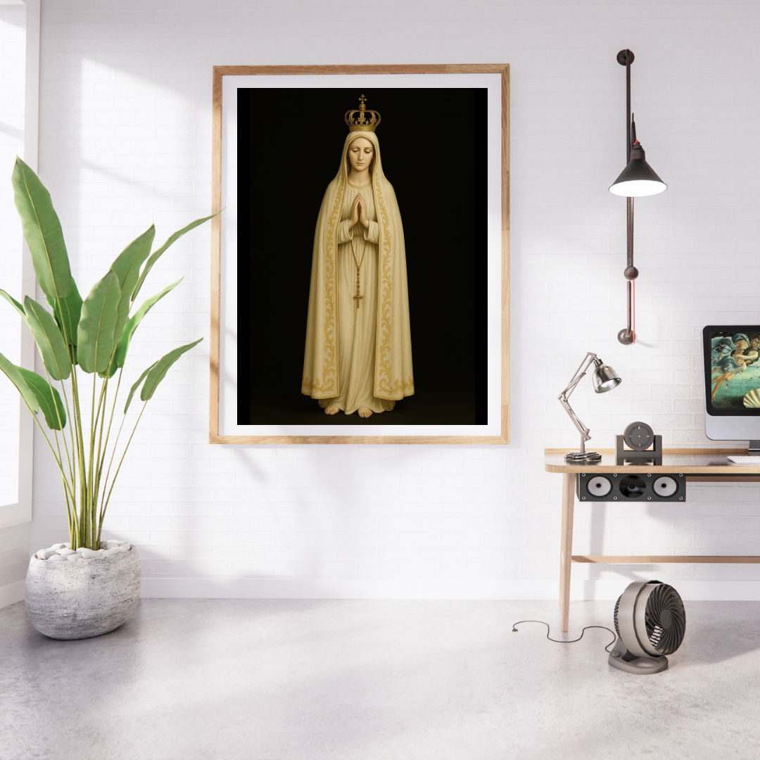 Our Lady of Fatima, Matte Vertical Poster of Virgin Mary, Spiritual Home Decor, Catholic Gift, Wall Art for Meditation, Prayer Room