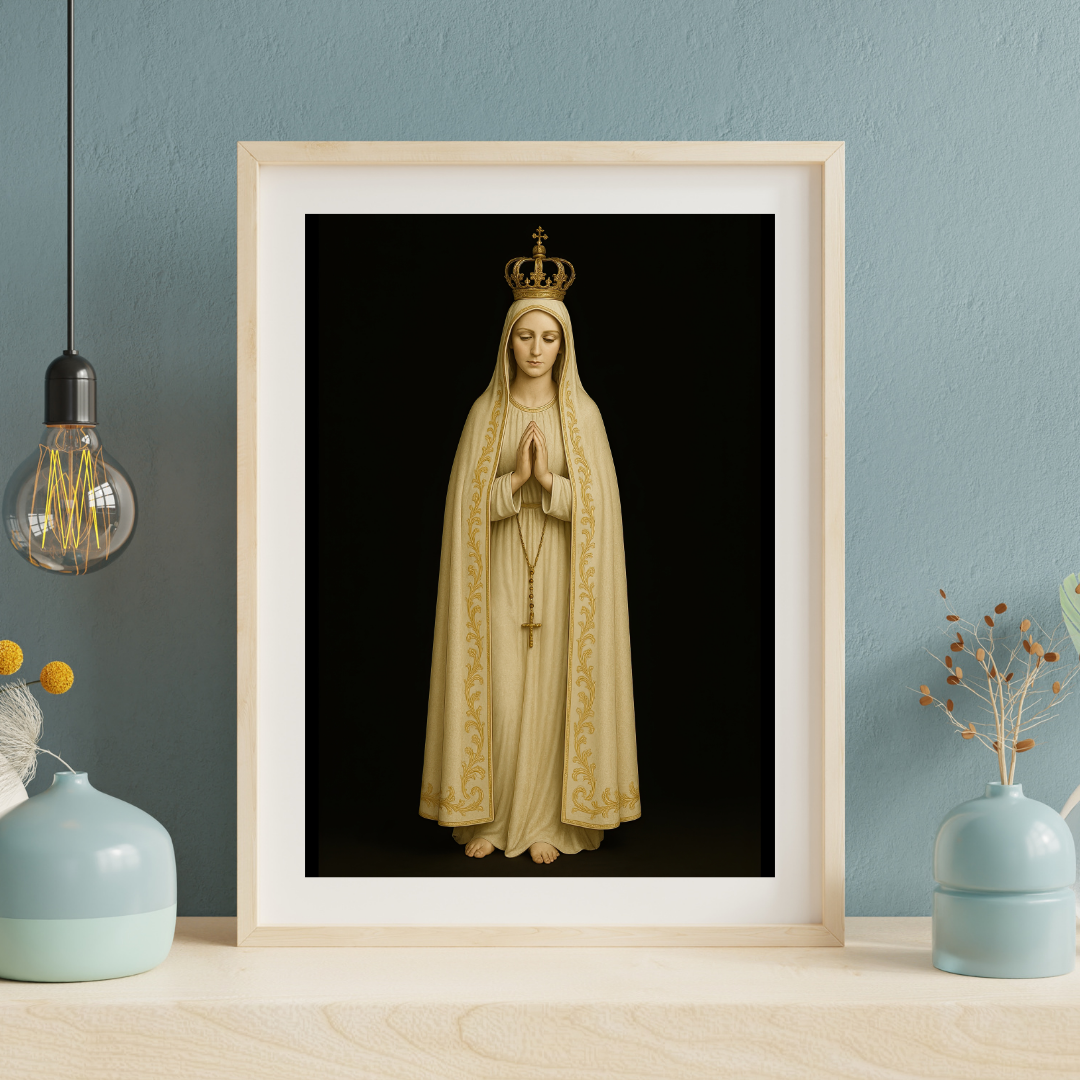 Our Lady of Fatima, Matte Vertical Poster of Virgin Mary, Spiritual Home Decor, Catholic Gift, Wall Art for Meditation, Prayer Room
