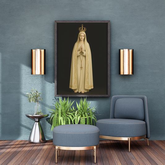 Our Lady of Fatima, Matte Vertical Poster of Virgin Mary, Spiritual Home Decor, Catholic Gift, Wall Art for Meditation, Prayer Room