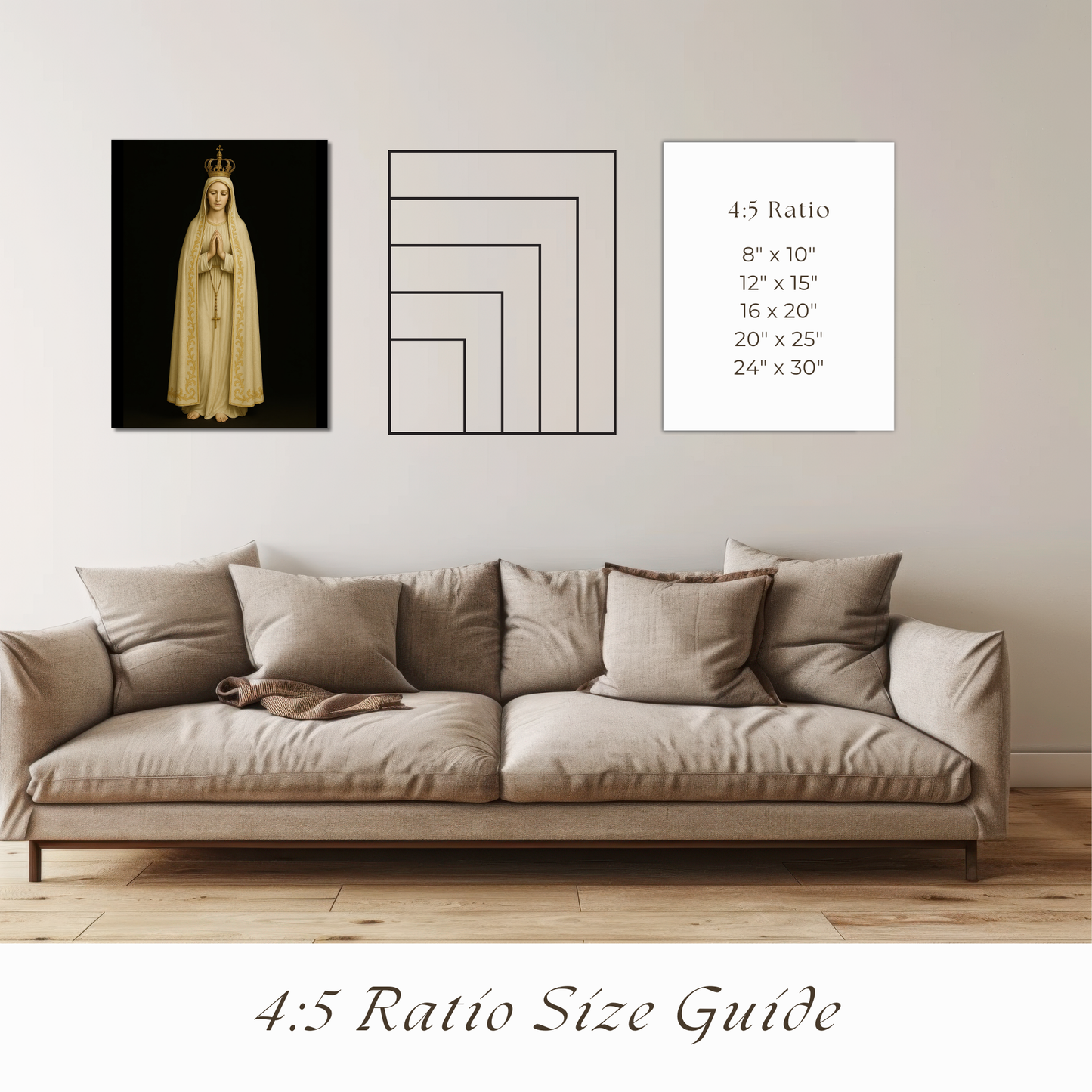 Our Lady of Fatima, Matte Vertical Poster of Virgin Mary, Spiritual Home Decor, Catholic Gift, Wall Art for Meditation, Prayer Room