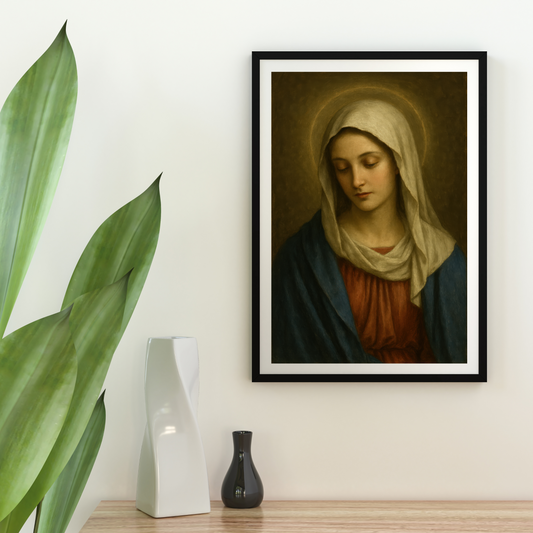 Mary Renaissance Poster, Religious Wall Art, Catholic Home Decor, Vintage Sacred Icon Print, Fine Art Posters