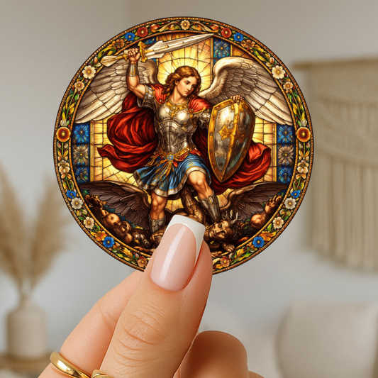 Archangel Saint Michael Stained Glass Protection Stickers | Kiss-Cut Sticker
