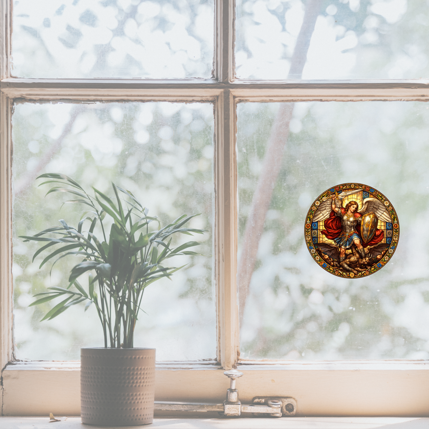 Archangel Saint Michael Stained Glass Protection Stickers | Kiss-Cut Sticker