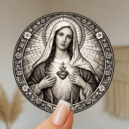 Blessed Virgin Mary stained glass style Kiss-Cut Stickers