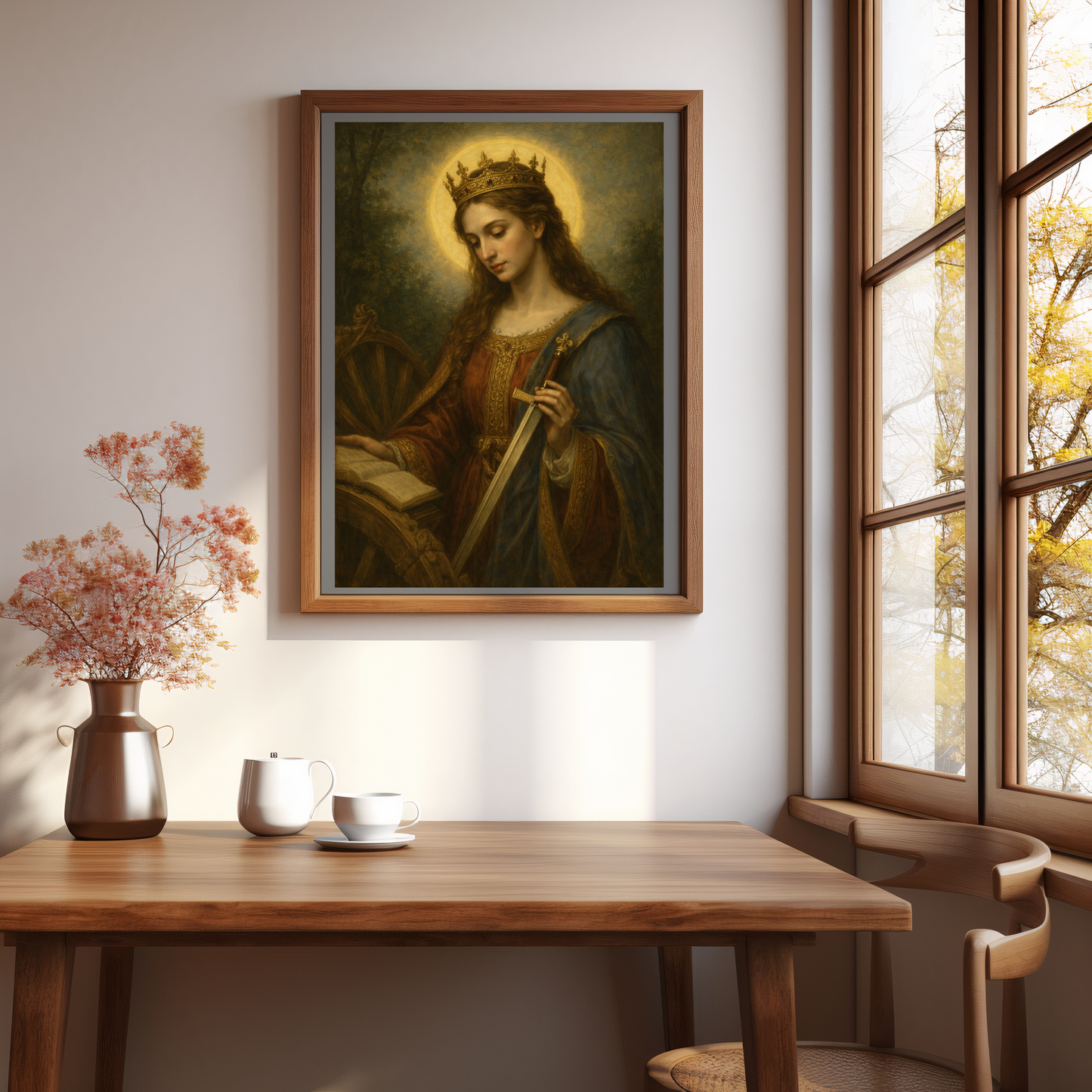 St Catherine of Alexandria Poster Satin Poster, Antique Religious Prayer Wall Art | Saints Print