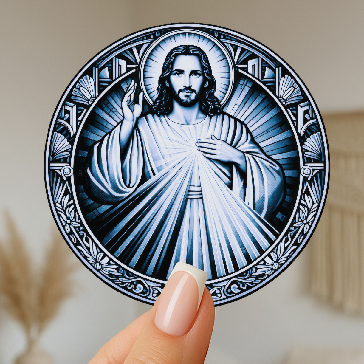 Divine Mercy Jesus Chinoiserie Kiss-Cut Stickers