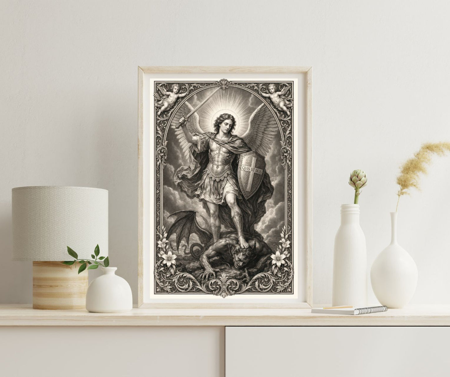 Saint Michael Archangel Satin Poster — Religious Wall Art
