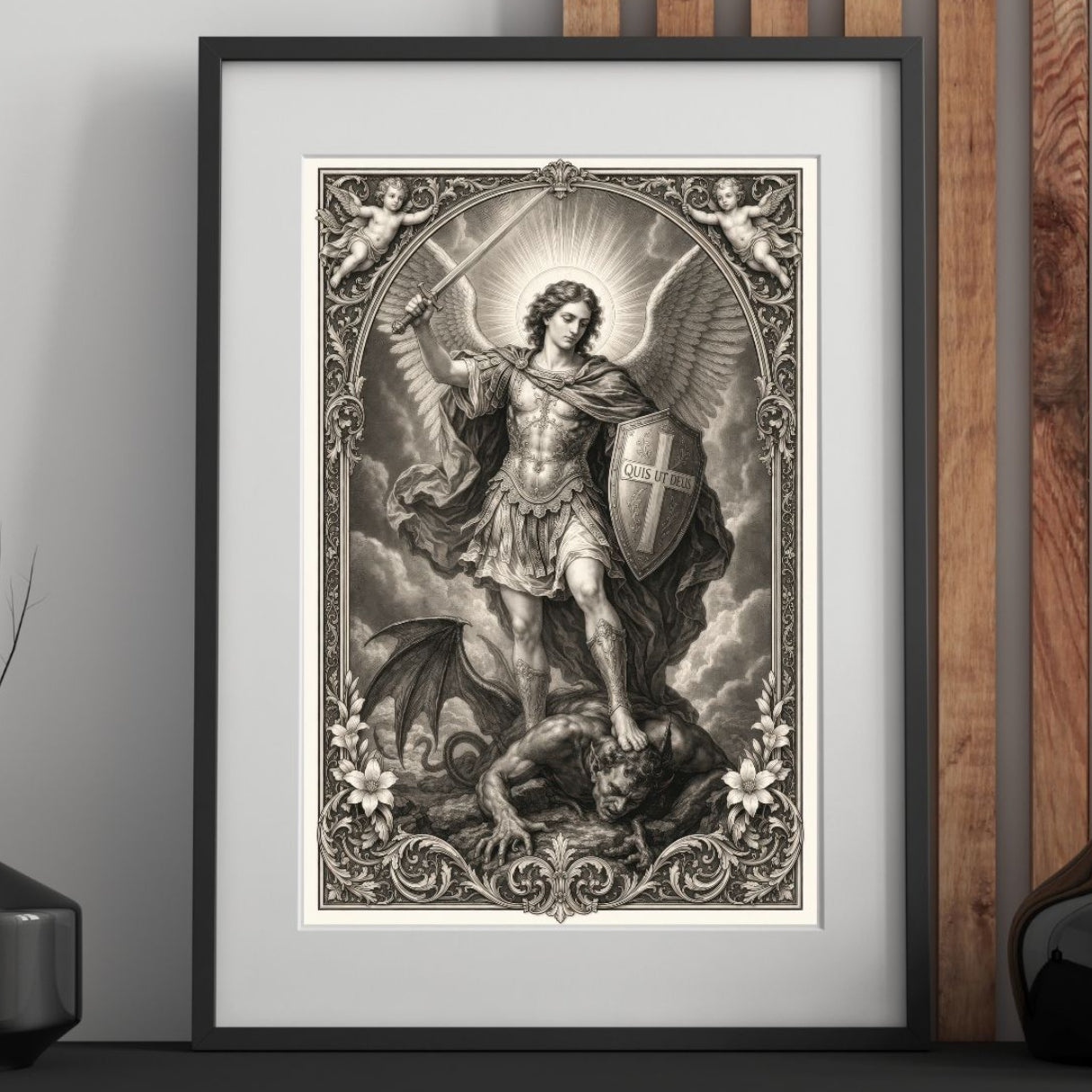 Saint Michael Archangel Satin Poster — Religious Wall Art